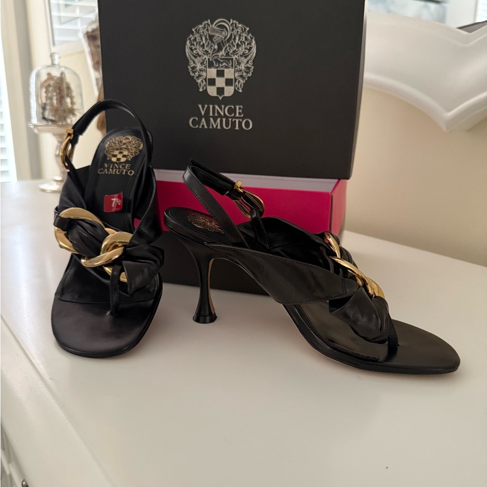 VC sling backs with gold chain accents